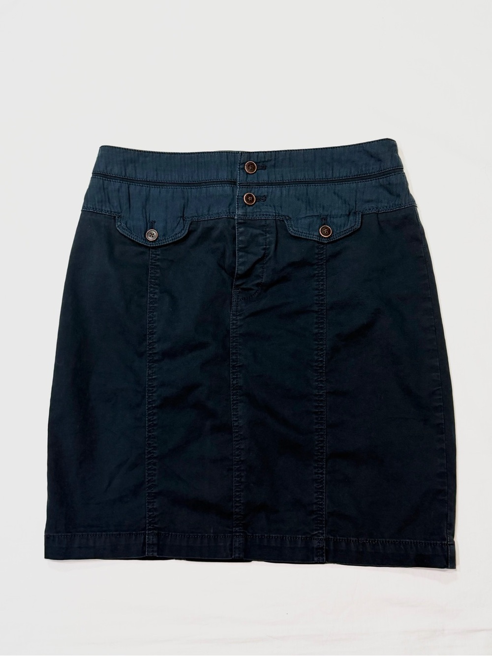 Anthropologie Hei Hei Cotton Stretch Navy Blue Button Fly Skirt 8